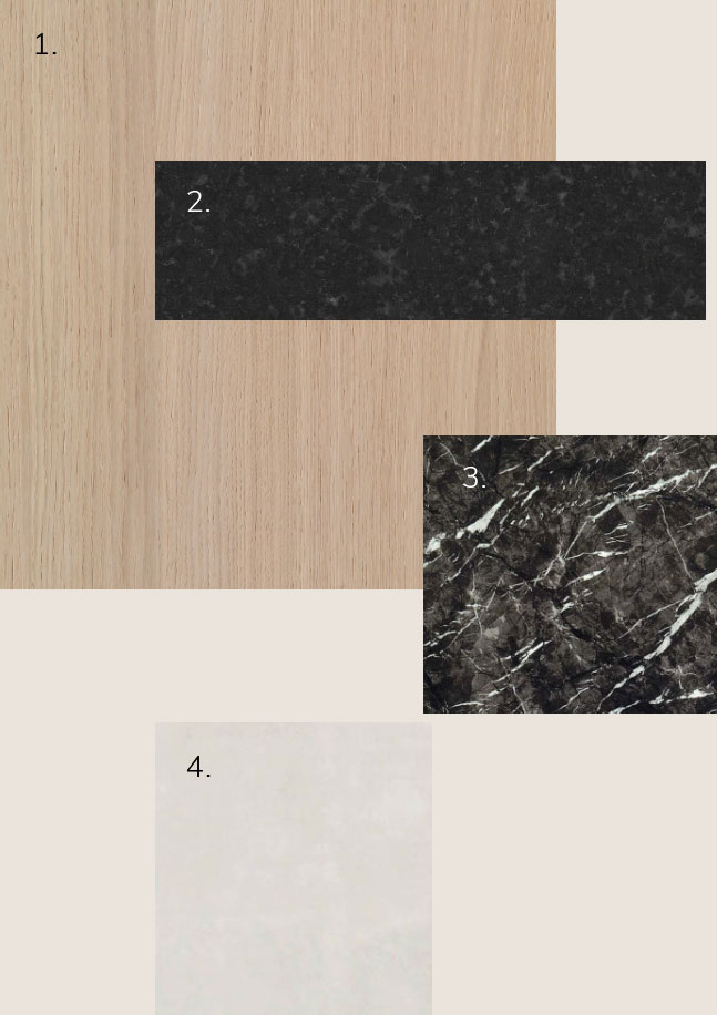Swatches of the interior finishes